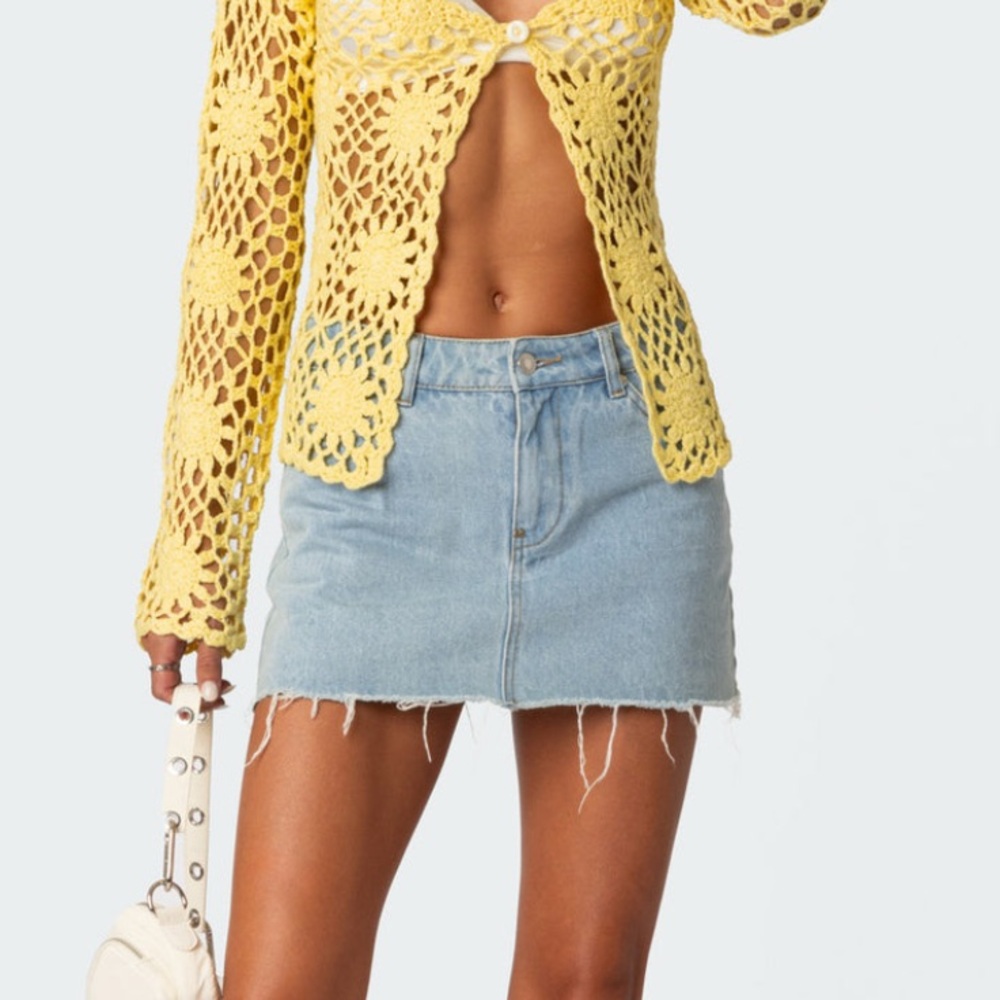 BNWT Edikted Jessie Denim Micro Mini Skirt